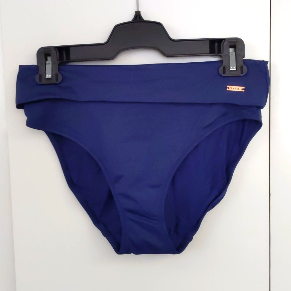 Fantasie Adjustable Waist Full Back Bikini Bottom. Navy. Small.